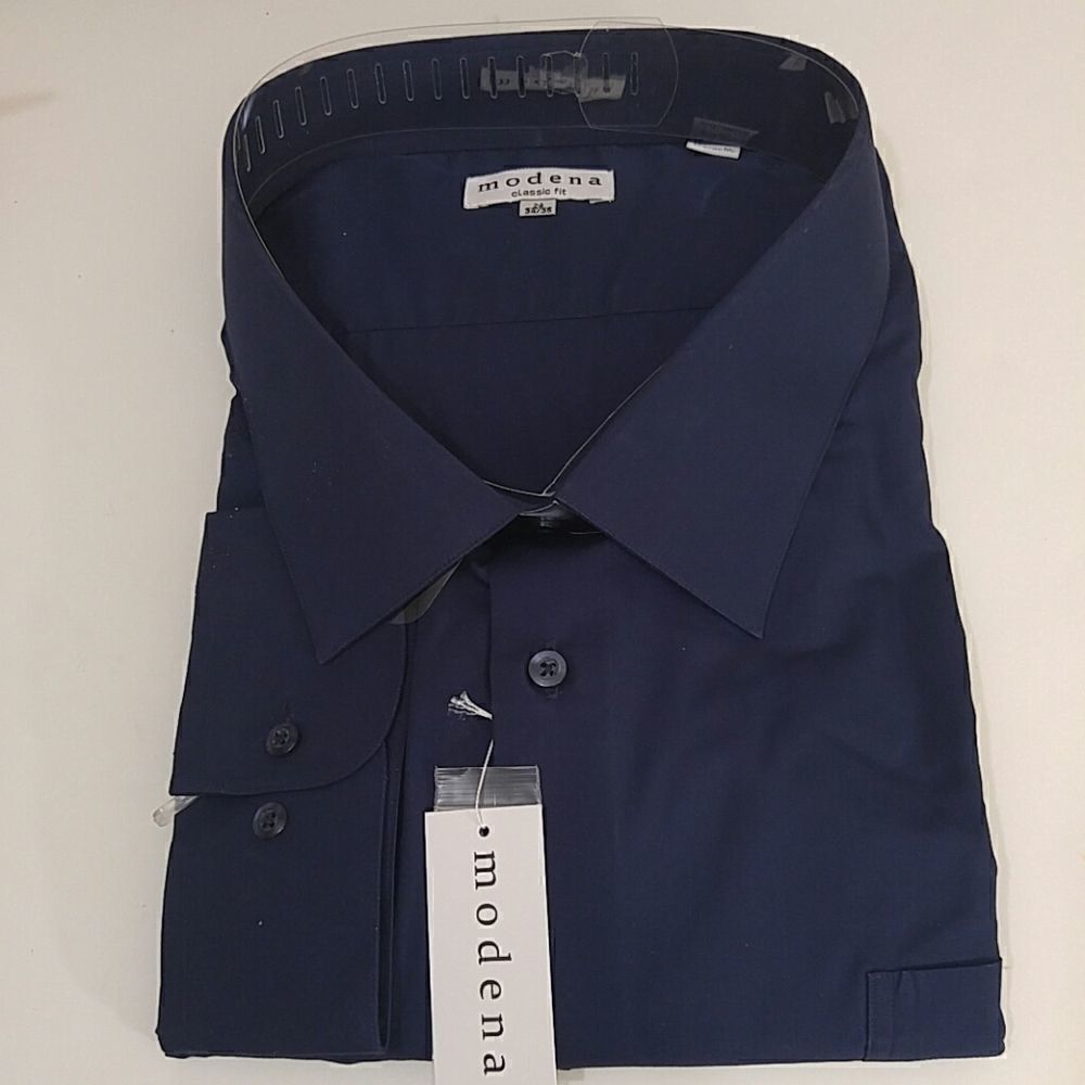 MEN'S NAVY X SIZE DRESS SHIRT BY MODENA 24X34-35